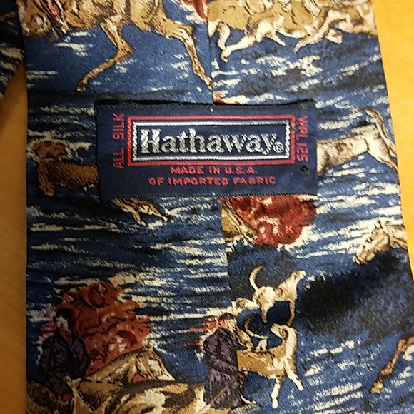 VINTAGE HATHAWAY SILK TIE  HORSE RIDING HUNTING - Picture 3 of 3
